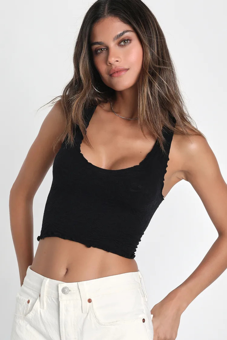 Here For You Black Textured Cami Top | Lulus (US)