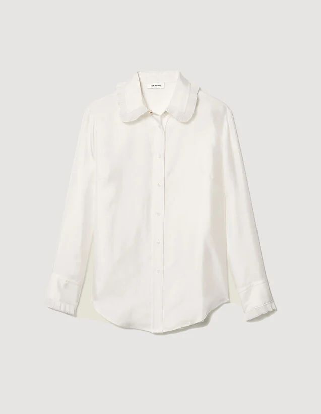 Silk shirt with pleated trim | Sandro-Paris US