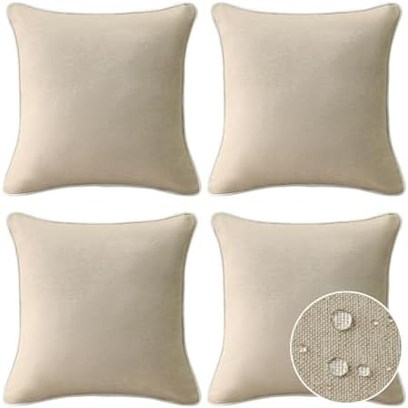 Decorative Outdoor Water Repellent Throw Pillows with Inserts, Set of 4, 18" x18" Pillows for Pat... | Amazon (US)