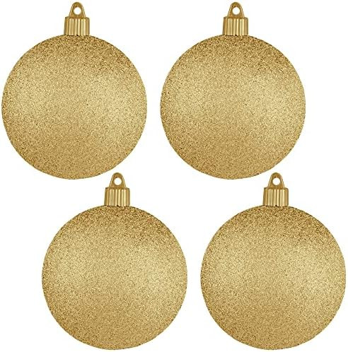 Christmas By Krebs [4 Pack] Gold Glitter 4" (100mm) Ornament, Commercial Grade Indoor Outdoor Sha... | Amazon (US)