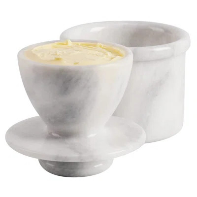 Marble Butter Keeper 4.25'' Inches White Handmade French Butter Holder For Kitchen Counter Decor Ideal Butter Crock For Counter With Water & Butter Cr | Wayfair North America