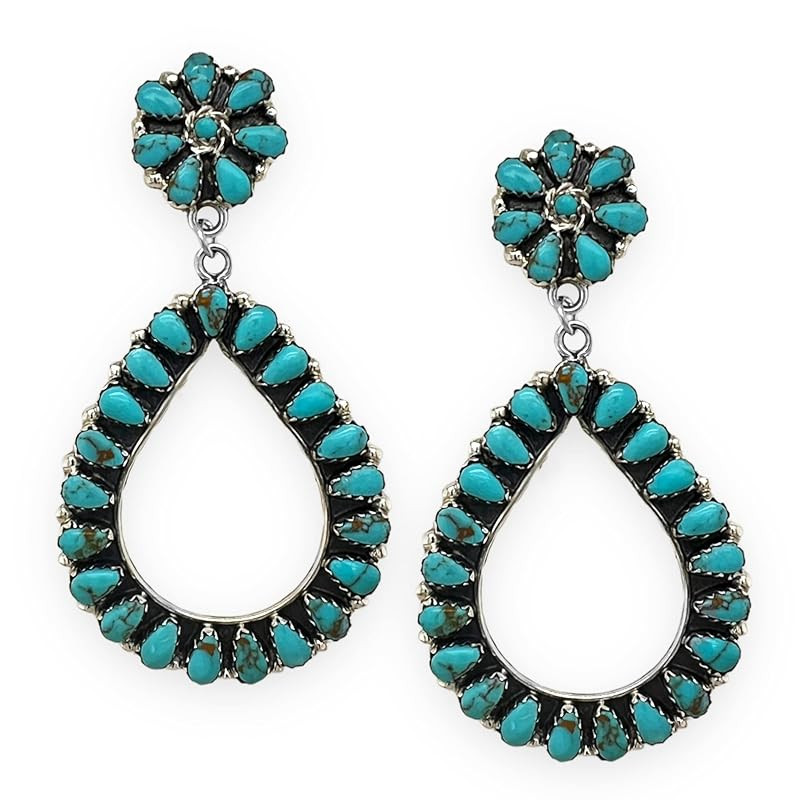 Genuine Sleeping Beauty Turquoise Statement Earrings, Sterling Silver, Authentic Native American ... | Amazon (US)