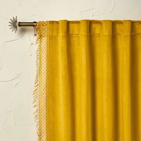Velvet Macrame Trim Light Filtering Curtain Panel - Opalhouse™ designed with Jungalow™ | Target