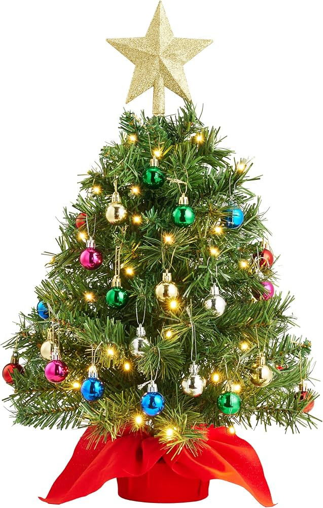 Joiedomi 24"/2FT Mini Christmas Tree Tabletop Set with Clear LED Lights, Artificial Mini Christma... | Amazon (US)