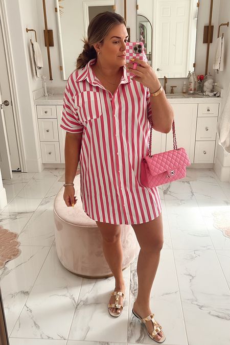 curvy pink and white striped shirt dress for summer! i’m wearing the large

#LTKunder50 #LTKSeasonal #LTKcurves