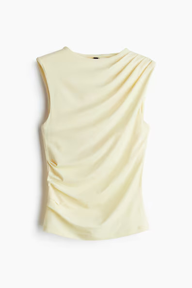 H & M - Draped Sleeveless Top - Yellow | H&M (US + CA)