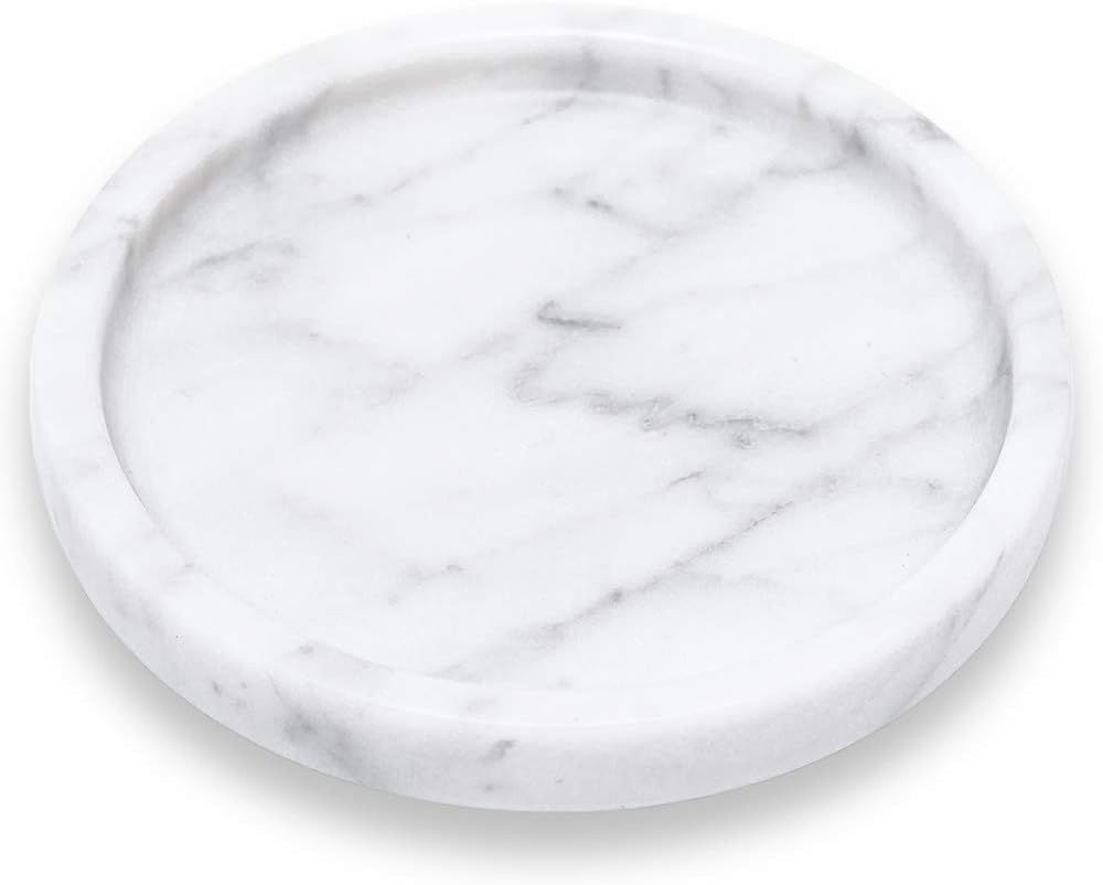 Amazon.com: JIMEI Natural Marble Round Vanity Tray Jewelry Ring Dish Holder Fruit Serving Tray fo... | Amazon (US)