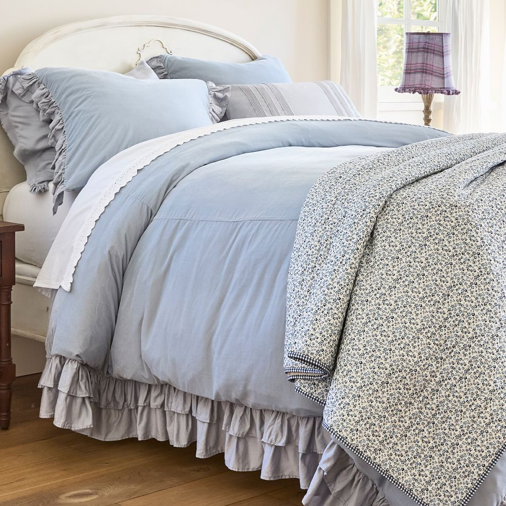 Lillian Velvet Ruffle Duvet Cover and Shams | GreenRow