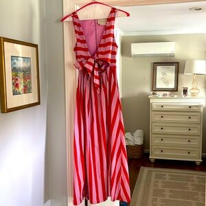 Anthropologie BHLDN Madeline Sleeveless V-Neck Cutout A-Line Taffeta Midi Dress | Poshmark