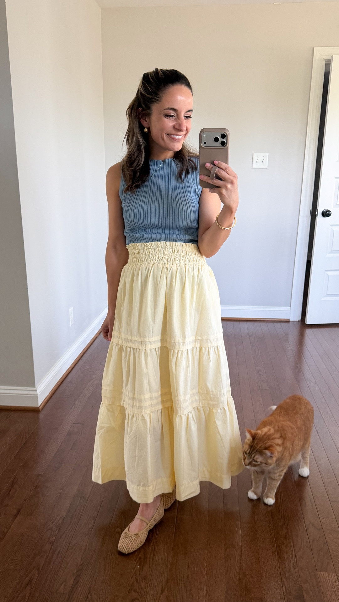 Finally tried the cotton maxi skirt from Quince - it’s a love! Great fit, fully lined and not see through. 

Skirt: xs 
Top: xs 
Shoes: true to size 

#LTKPetite