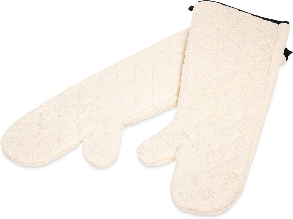 San Jamar Oven Mitt Long Oven Glove with Angled Cuff for Kitchens and Restaurants, Cotton, 24 Inc... | Amazon (US)