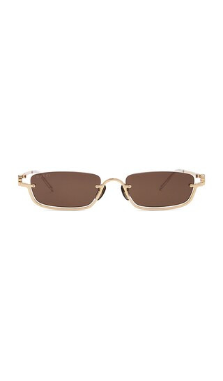 Rectangular Sunglasses in Gold & Brown | Revolve Clothing (Global)