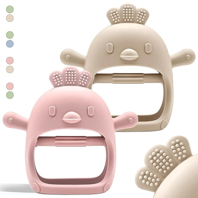 2 Pack Baby Teething Toys for 0-6 & 6-12 Months, Food Grade Silicone Teething Mitten Anti-Drop Wr... | Amazon (US)