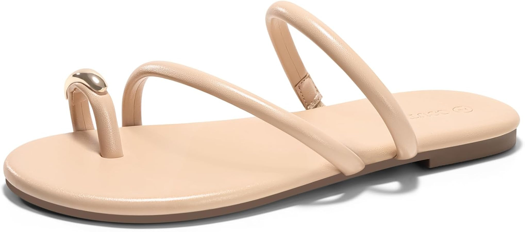 Coutgo Womens Strappy Flat Sandals Square Open Toe Flip Flops Slides Toe Ring Summer Dress Shoes | Amazon (US)