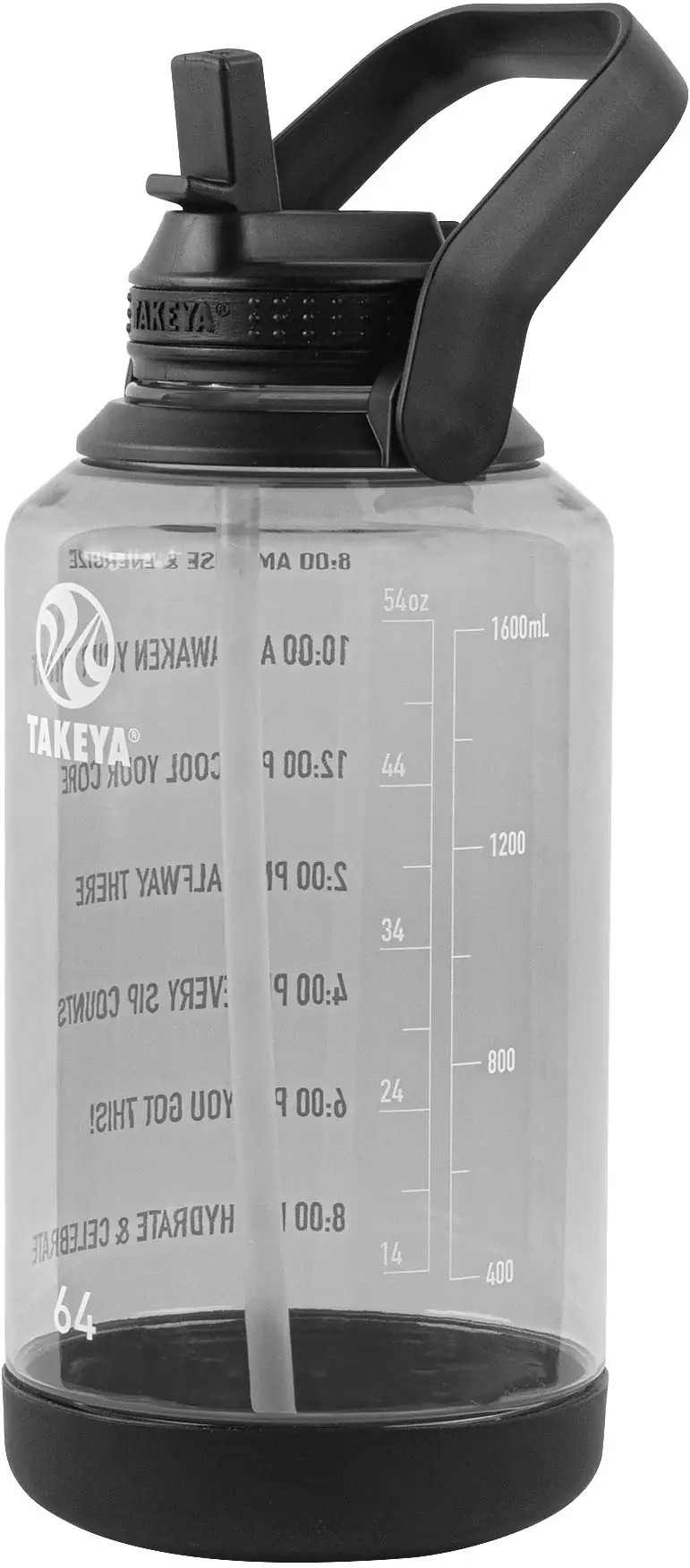 Takeya - Tritan 64-oz. Motivational Water Bottle with Straw Lid - Stormy Black | Best Buy U.S.
