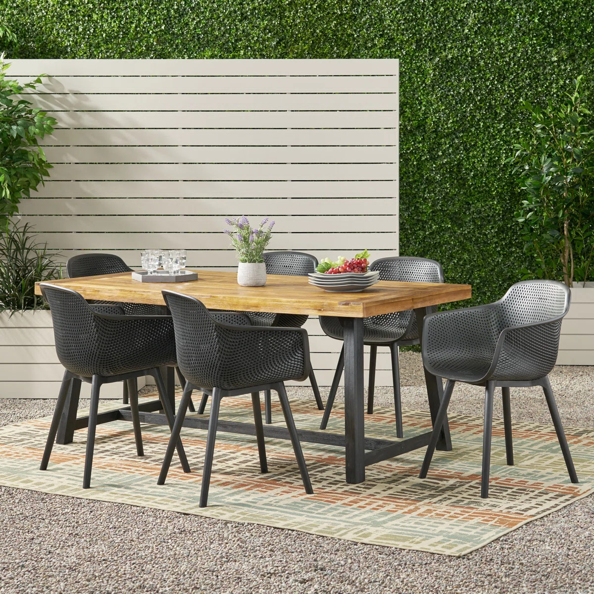 Filmore Acacia Solid Wood 7-Piece Patio Dining Set | Wayfair North America