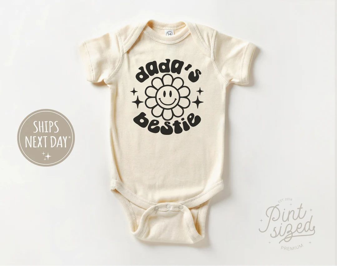 Dada's Bestie Baby Onesie® I Love My Dad Bodysuit Retro Father's Day Natural Onesie® - Etsy | Etsy (US)