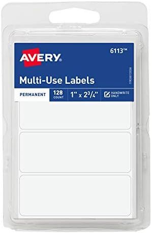 Avery 6113 All-Purpose Labels, 1 x 2.75 Inches, White, Pack of 128 | Amazon (US)