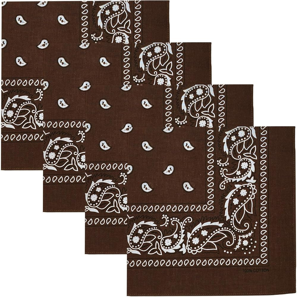 4 Pack 100% Cotton Bandanas 22x22 inches - Multi-Purpose Square Scarfs for Men & Women, Headbands... | Amazon (US)