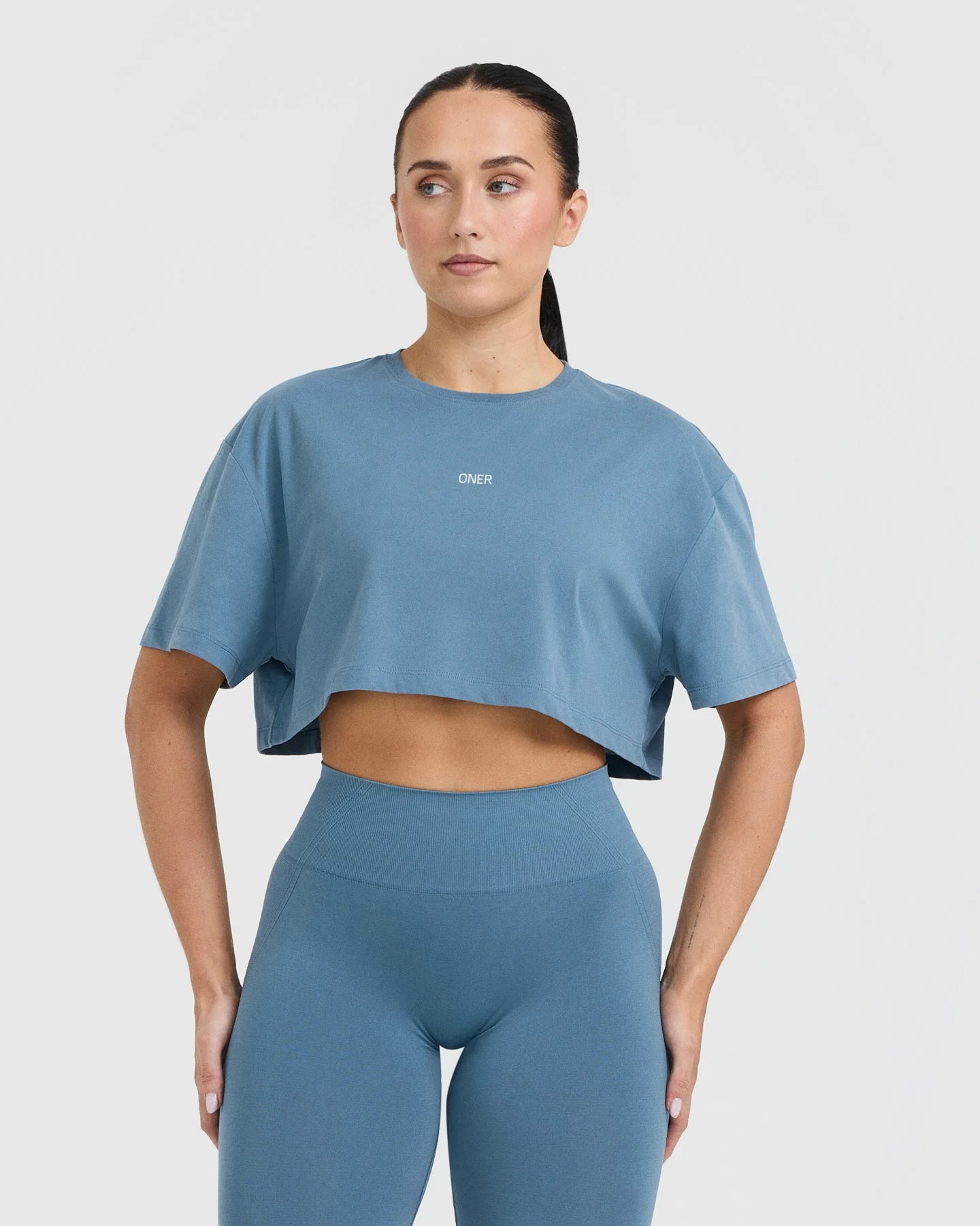 Classic Oner Graphic Crop Lightweight T-Shirt 
 Moonstone Blue | Oner Active (UK / US)