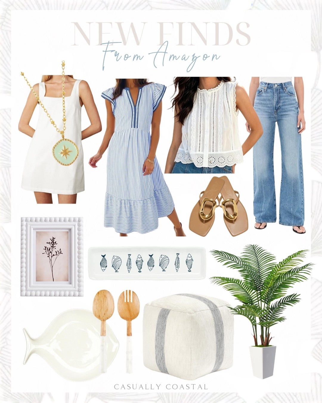 New Finds From Amazon 

Amazon dress, Amazon jeans, Amazon tank top, Amazon necklace, Amazon faux plant, Amazon coastal home decor, coastal style, coastal home, ruffle cap sleeve dress, blue and white dress, summer dress, coastal dress, Levi’s ribcage wide leg jeans, Amazon denim, Levi’s jeans, lace tank top, white tank top, square toe flip flops, neutral sandals, Amazon sandals, starburst necklace, sleeveless cotton mini dress, white dress, 5x7 picture frame, coastal picture frame, 6 foot palm tree, coastal pouf, coastal ottoman, fish shaped serving platter, marble handled wood salad servers, slim fish plate

#LTKHome