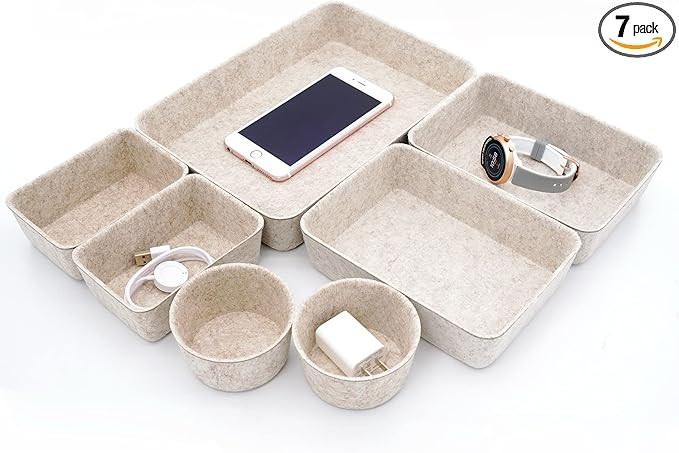Welaxy Drawer organizers trays Felt storage bins office Desk Draw dividers Morandi Colors Nordic ... | Amazon (US)