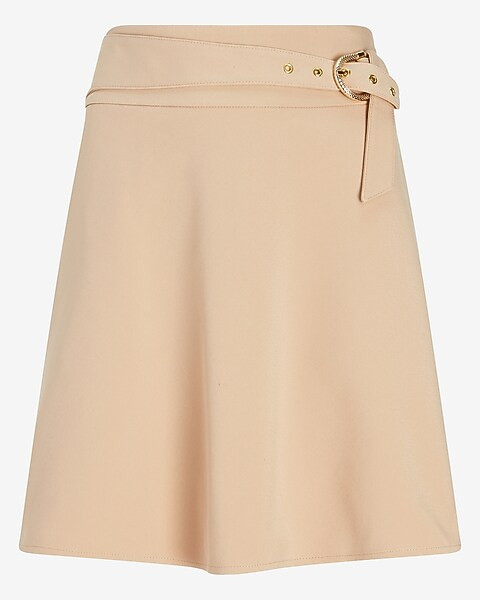 High Waisted Belted Flounce Skirt | Express