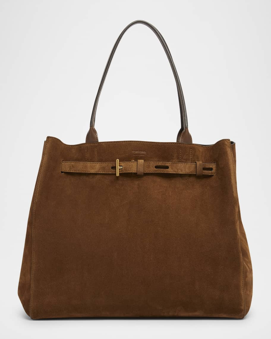 TOM FORD Audrey Large Tote Bag in Calfskin Suede | Neiman Marcus