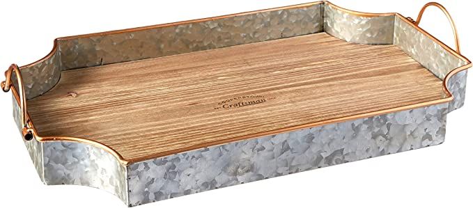 Circleware Cooperstown Wooden Craftsman Rectangle Serving Tray with Handles Kitchen Multi-Purpose... | Amazon (US)