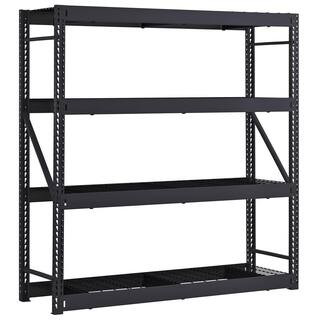 4-Tier Industrial Duty Steel Freestanding Garage Storage Shelving Unit in Black (77 in. W x 78 in... | The Home Depot