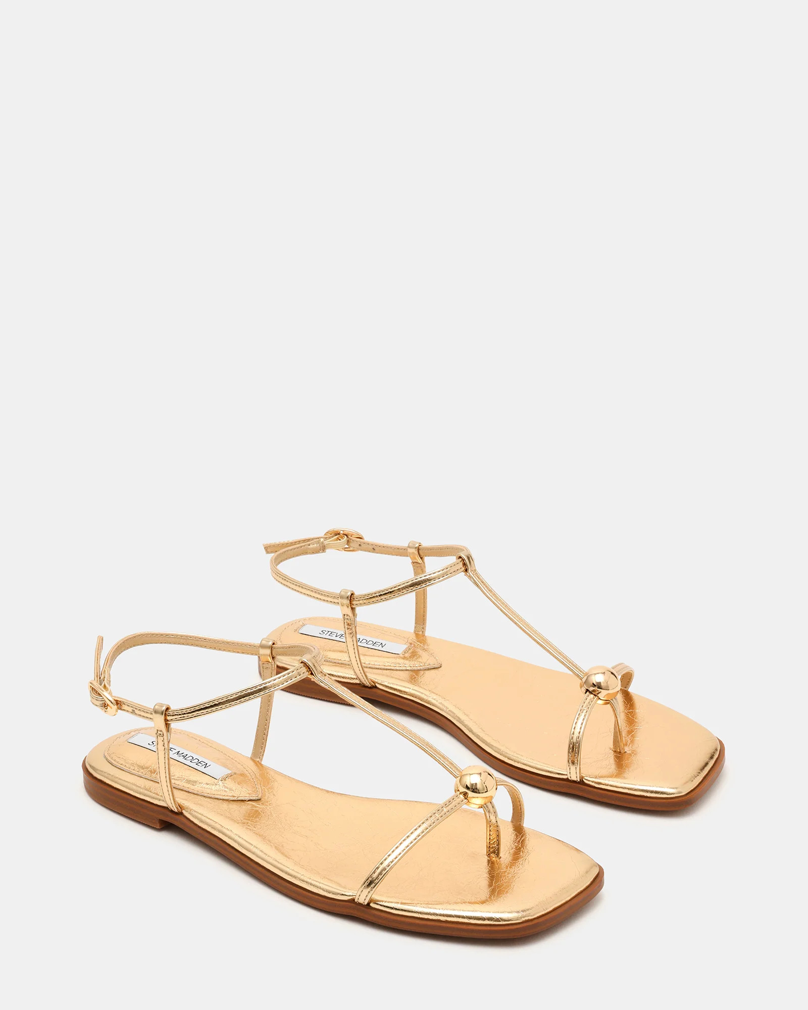 RITZY Gold Square-Toe Strappy Women's Sandal | Steve Madden (US)