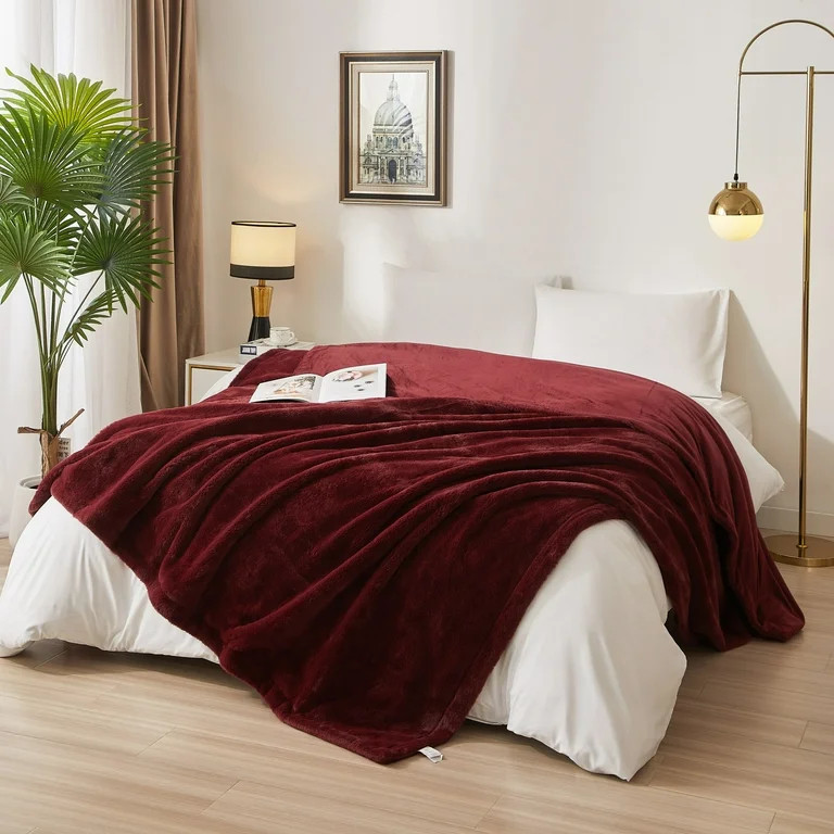 Mainstays Cozy Faux Fur Super Soft luxury Blanket, King, Luscious Merlot | Walmart (US)