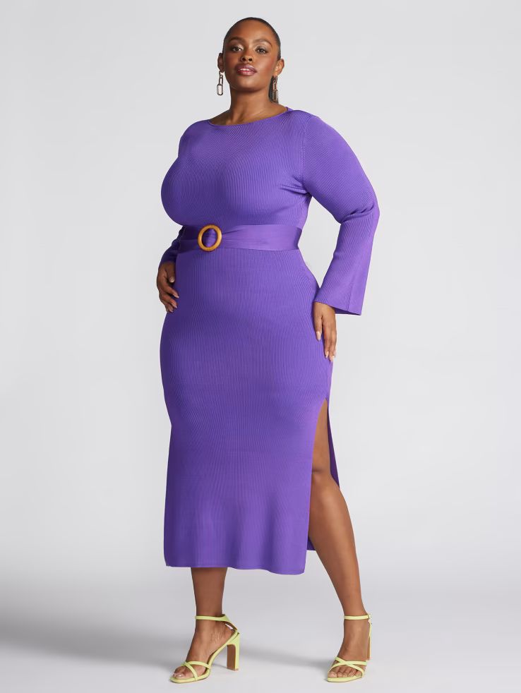 Plus Size Ionantha Belted Maxi Sweater Dress - Gabrielle Union x FTF | Fashion to Figure | Fashion To Figure