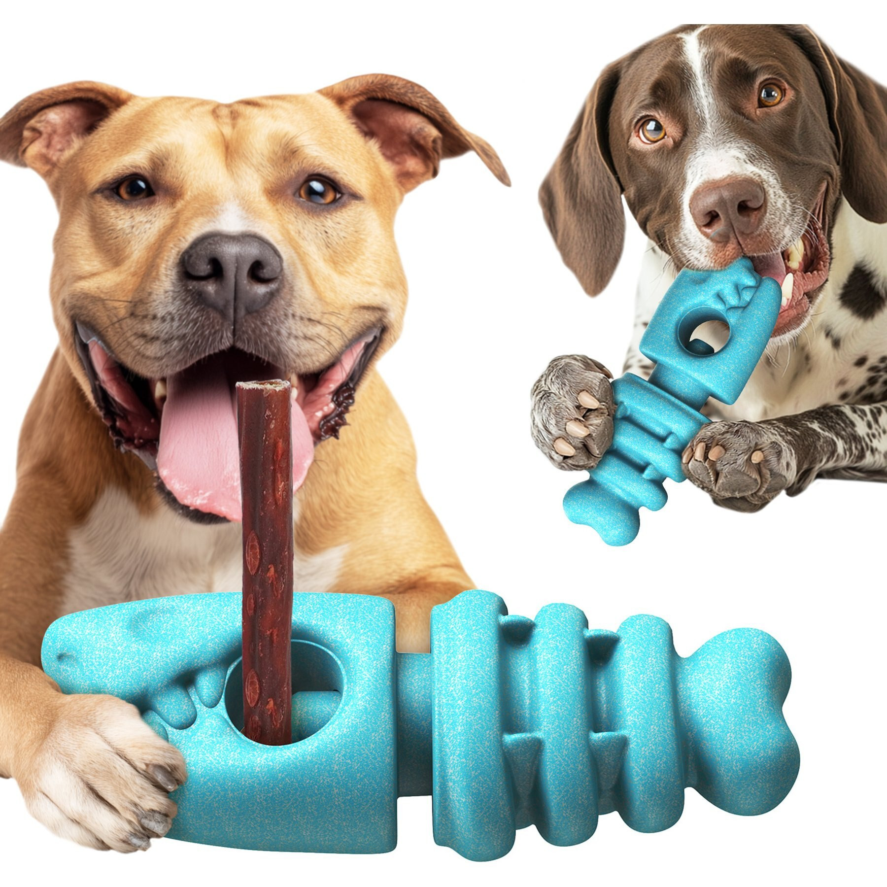 KADTC 2 IN 1 Durable Fish Bone Bully Stick Holder & Dog Chew Toy, Blue, X-Large | Chewy
