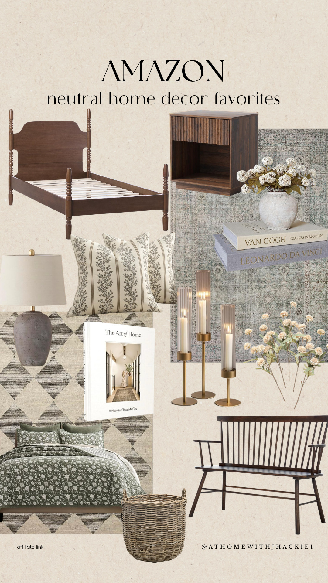 Amazon Neutral Home Decor Favorites
neutral home decor, vintage inspired decor, spindle bed, wood nightstand, accent bench, decorative pillows, floral bedding, area rug, coffee table books, Shea McGee decor, table lamp, faux stems, woven basket, bedroom decor, traditional home style, cozy home aesthetic, timeless decor, Amazon home finds, neutral bedroom, cottage style decor

#LTKHome #LTKSaleAlert
