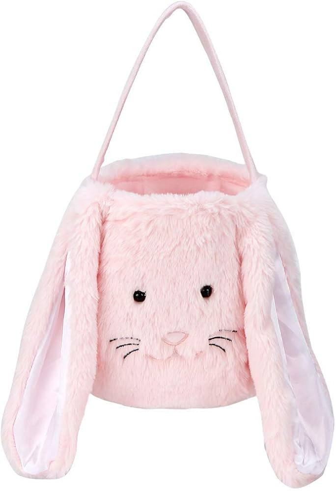 Easter Egg Hunting Basket,Plush Easter Bunny Basket,Long Ear Easter Buckets for Kids Boys Girls C... | Amazon (US)