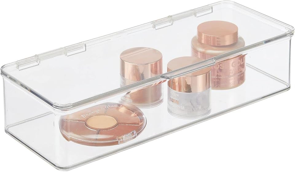 mDesign Makeup Storage Stackable Organizer Box for Bathroom Vanity, Countertops, Drawers - Holds Ble | Amazon (US)
