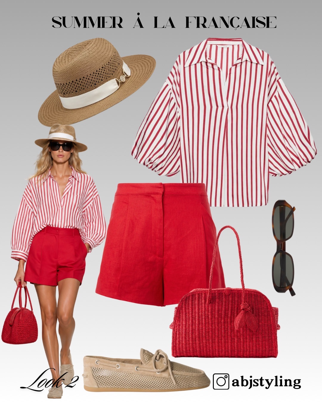 An oversized striped blouse and tailored red shorts make such an easy summer combination. Styled with a structured Panama hat, a red woven bag, tortoiseshell sunglasses and lightweight neutral loafers.

Comfortable enough for a full day of exploring, but still polished for lunch or drinks.

Shop the look below.

#LTKuk #LTKsummer #LTKeurope