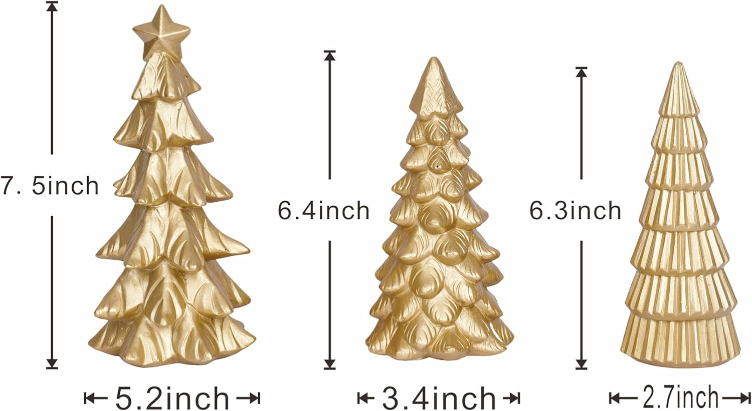Gold Christmas Tree Figurines Tabletop Tree Set of 3 Small Resin Christmas Trees Figurine Home De... | Amazon (US)