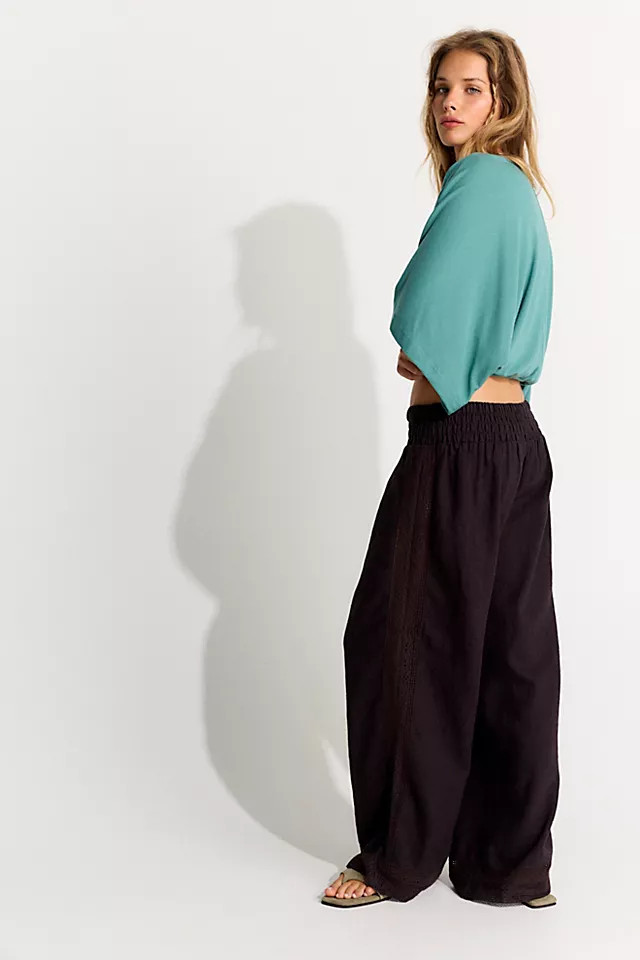 Seaside Cotton-Linen Lace Pants | Free People (Global - UK&FR Excluded)