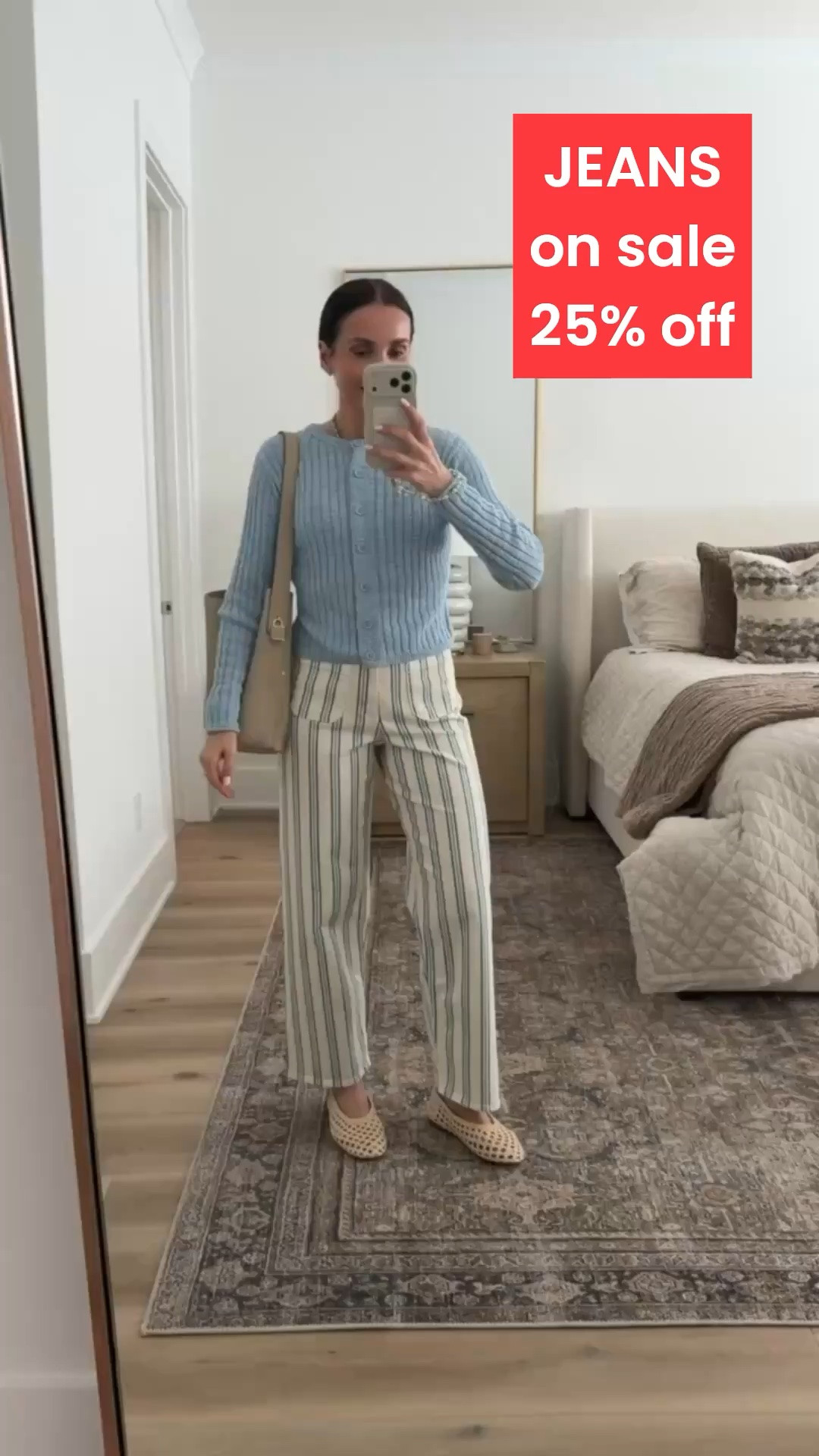 Striped sailor jeans on sale. Jeans size 2, sweater size S.
Striped jeans, white blue outfit, spring style, icy blue, annabrstyle

#LTKootd #LTKSaleAlert