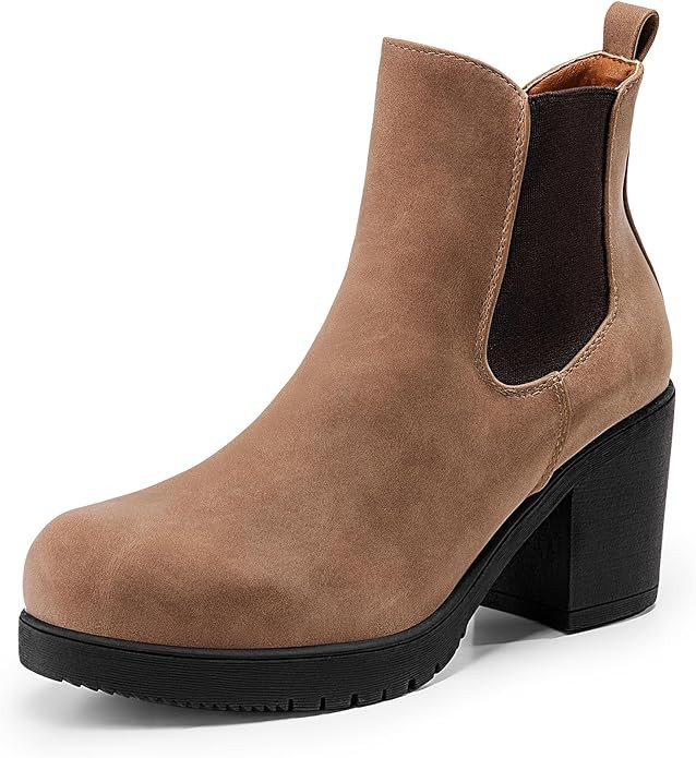 DREAM PAIRS Women's High Chunky Heel Chelsea Ankle Boots Slip On Elastic Fall Heeled Booties Shoe... | Amazon (US)