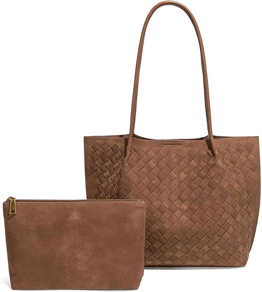 Women's Luxury Handmade Woven Tote Bag, Beach Bag Set, Elegant Age Reducing Travel Commuter Bag S... | Amazon (US)