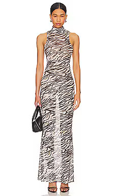 superdown Angelika Sheer Dress in Beige Multi from Revolve.com | Revolve Clothing (Global)