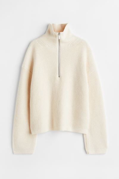Zip-up rib-knit jumper | H&M (UK, MY, IN, SG, PH, TW, HK, KR)