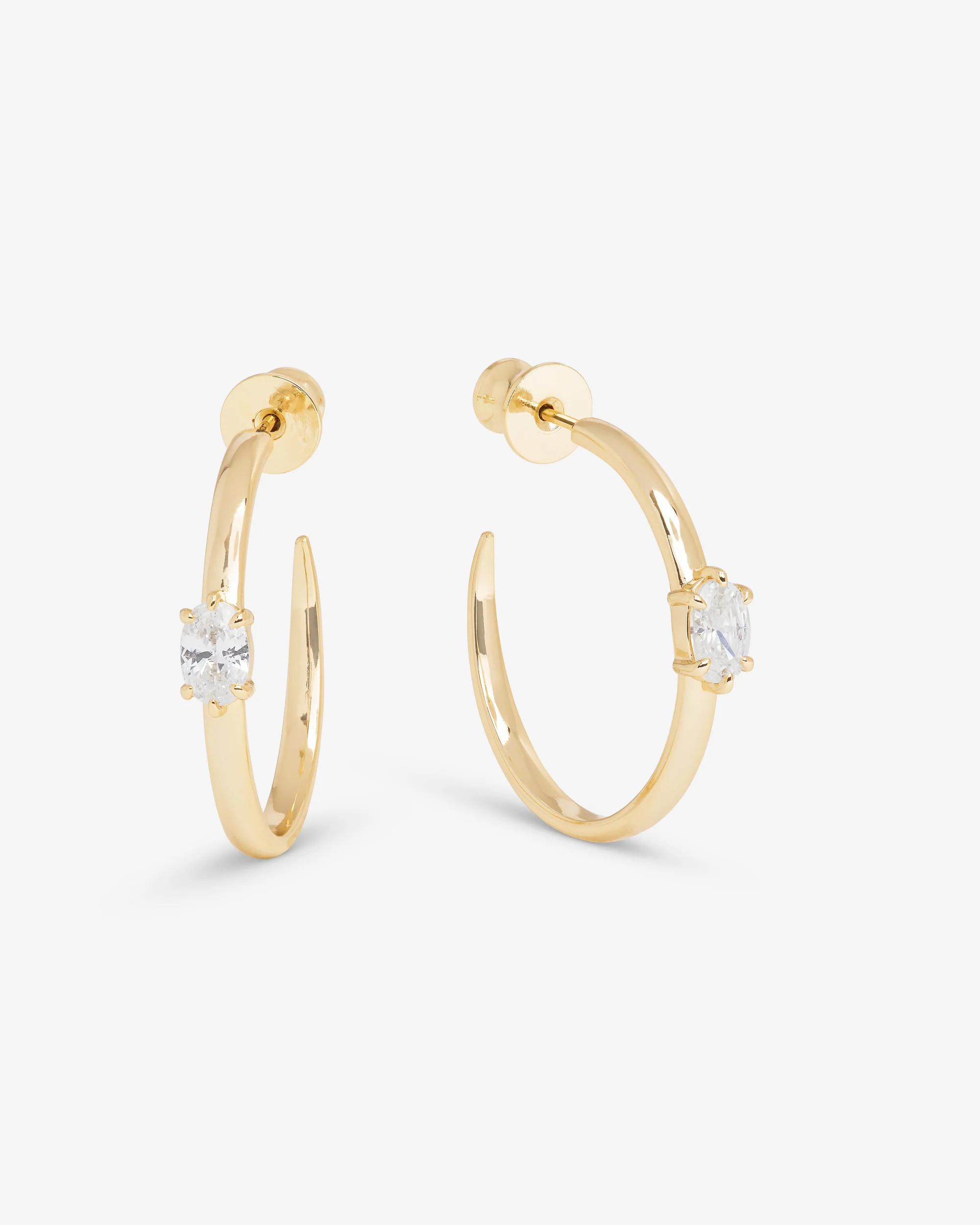She's on Point Hoops 1" - Gold|White Diamondettes | Melinda Maria Jewelry