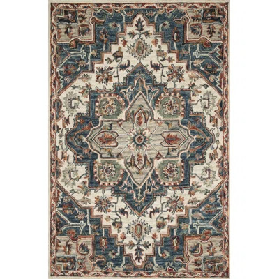 Goncalvo Hand-Hooked Wool Blue Area Rug | Wayfair North America