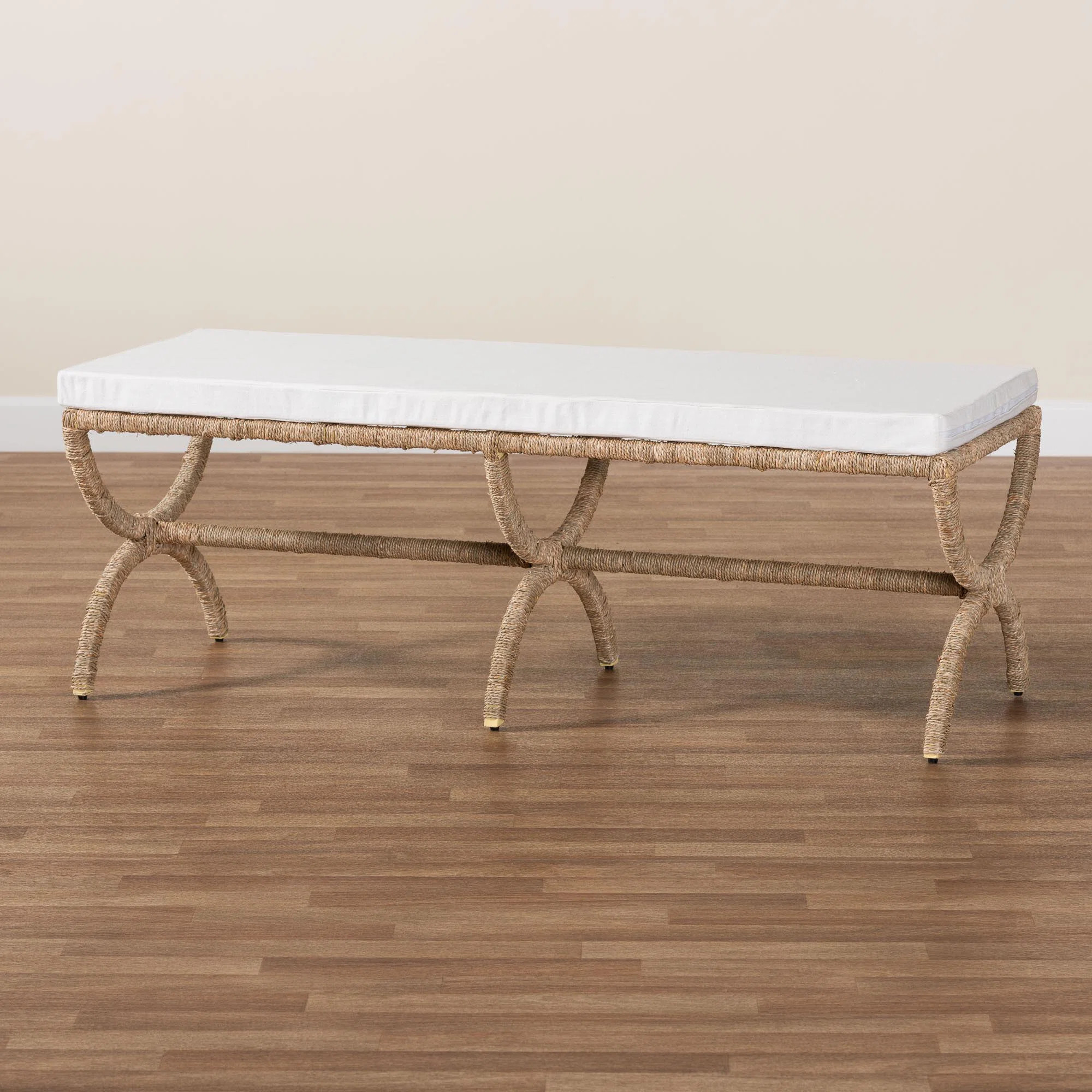 Bali & Pari Maliyah Japandi Natural Seagrass Accent Bench | Wayfair North America