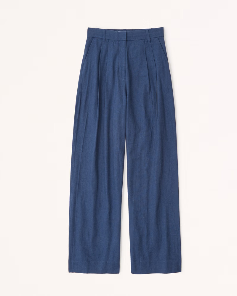 Curve Love Linen-Blend Tailored Wide Leg Pant | Abercrombie & Fitch (US)