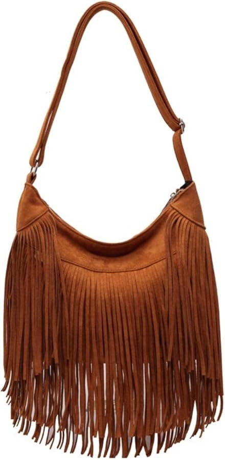 Women Vintage Suede Fringe Hobo Bag Tote Shoulder Bag Crossbody Bag and Hippie Western Cowgirl Pu... | Amazon (US)